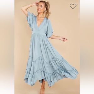 Never Austere Dusty Blue midi dress